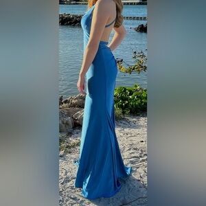 Faviana Glamour Satin Blue Dress
